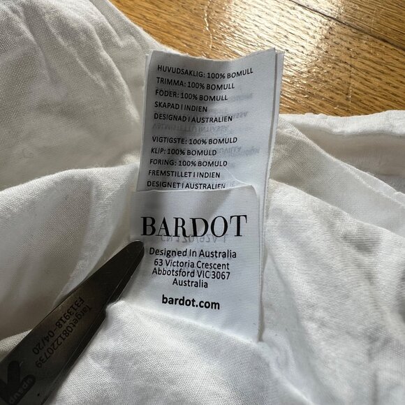 Bardot Size 12 XL White Henrietta 100% Cotton Eyelet Lace Swiss Dot Mini Dress - Picture 5 of 16